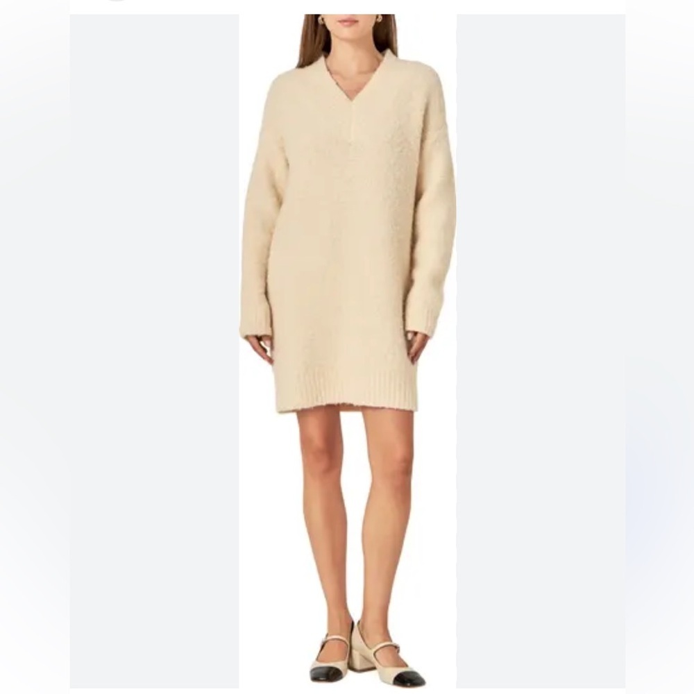 English Factory Cream Long Sleeve Wool Sweater Dress sz S